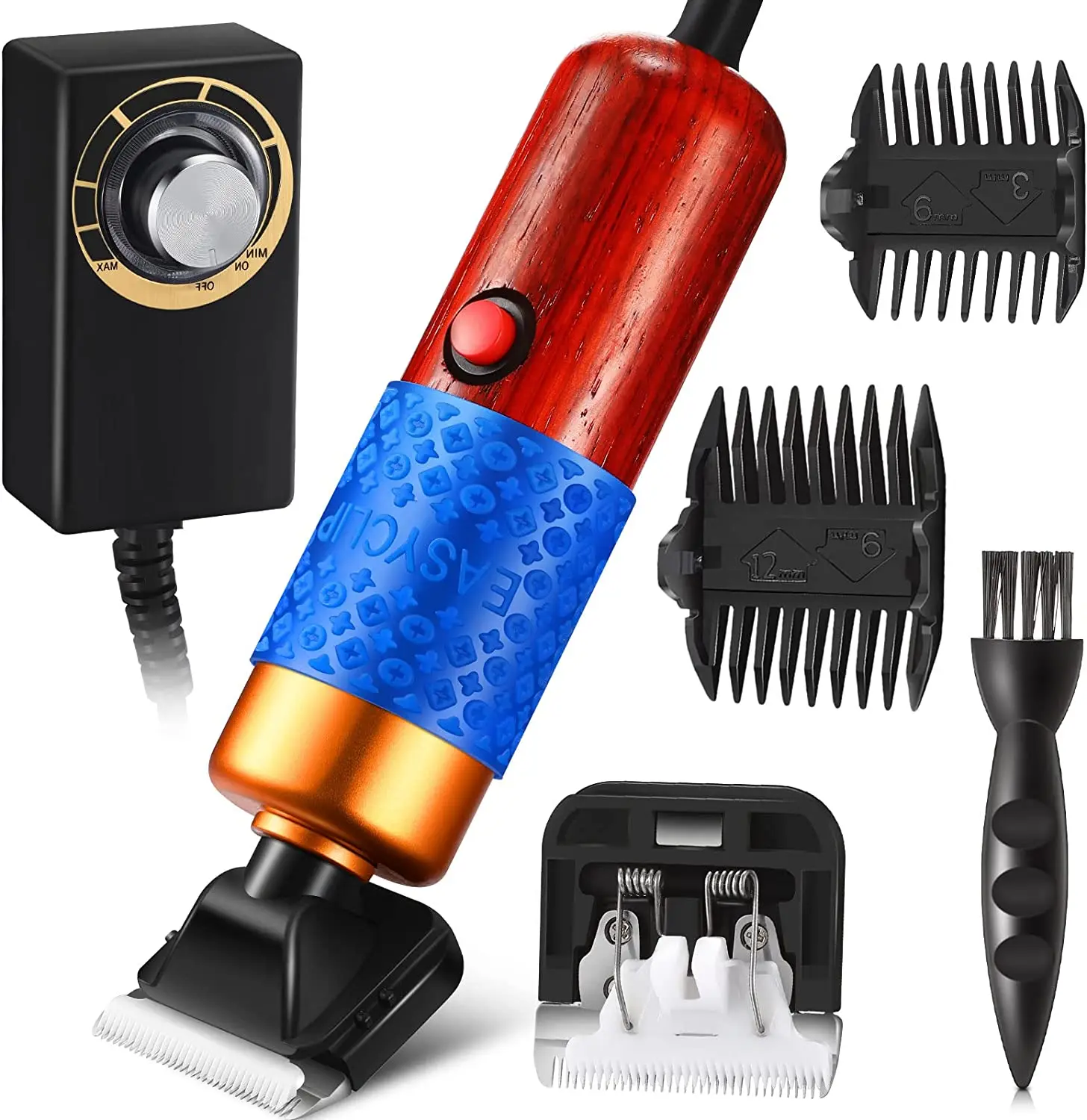 Dog Clippers, Low Noise Electric Dog Grooming Clipper Kit, Adjustable Clipper Comb & Detachable Blades Trimmer,Suitable for Pets