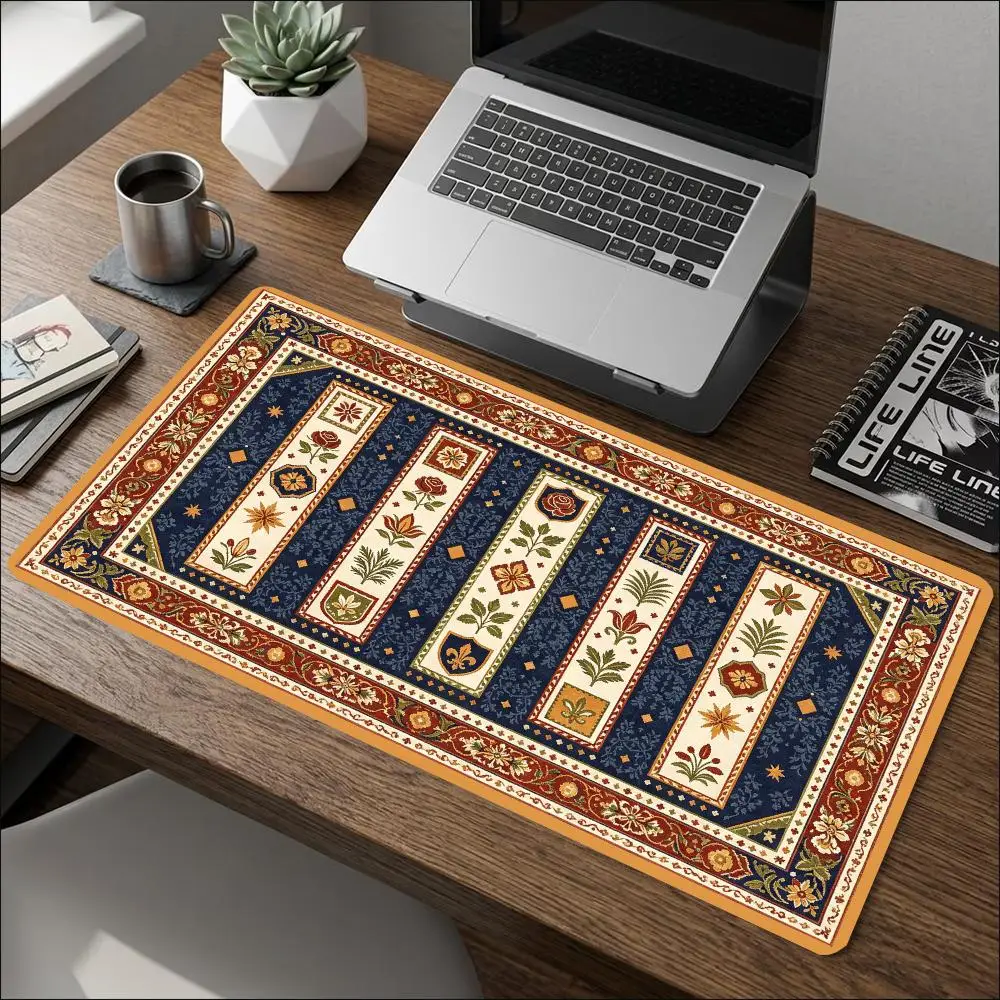 Vintage Stripe Tribal Rug Mouse Pad Desk Mat Smooth Cloth Surface Large Size For Home Dorm