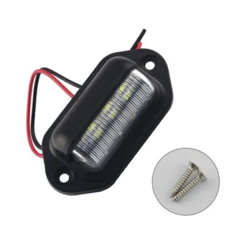 2PCS 6-LED License Plate Light Super Bright 12V/24V Turn Signals Waterproof Side Marker Lamp for Trucks Trailers RVs Boats