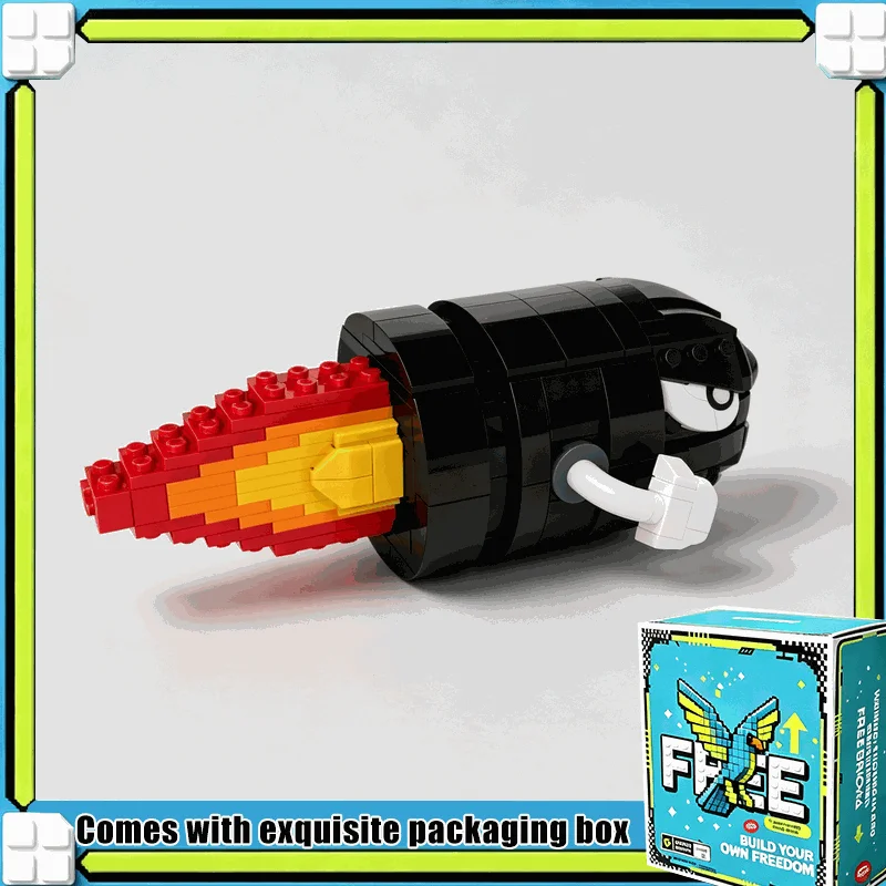 337PCS Creative Black Flying Projectile Figure Model Custom Building Blocks Kit DIY Assembly Toy Gift Collection Display