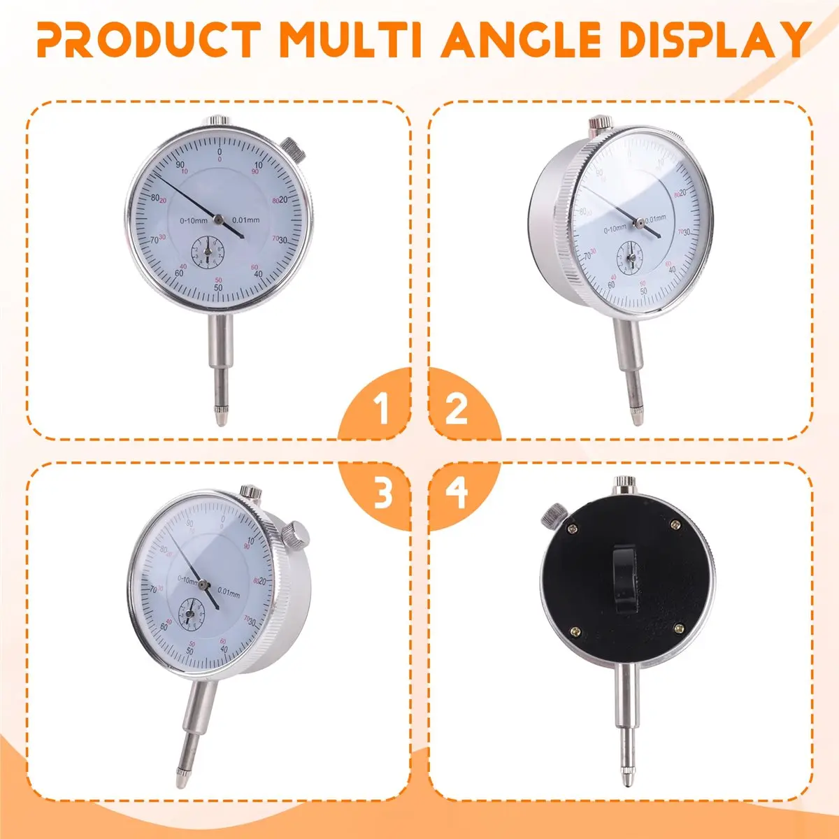 A62Z Dial Indicator Gauge 0-10mm Meter Precise 0.01 Resolution Concentricity Test
