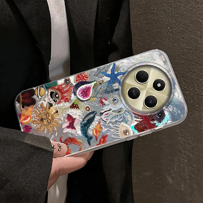 Retro Sun Planet Cocktail Fruit Women Phone Case For Xiaomi Poco X7 Pro X3pro X5 M6 X6 X3 NFC M5s M6 C61 Bumper Fundas Cover