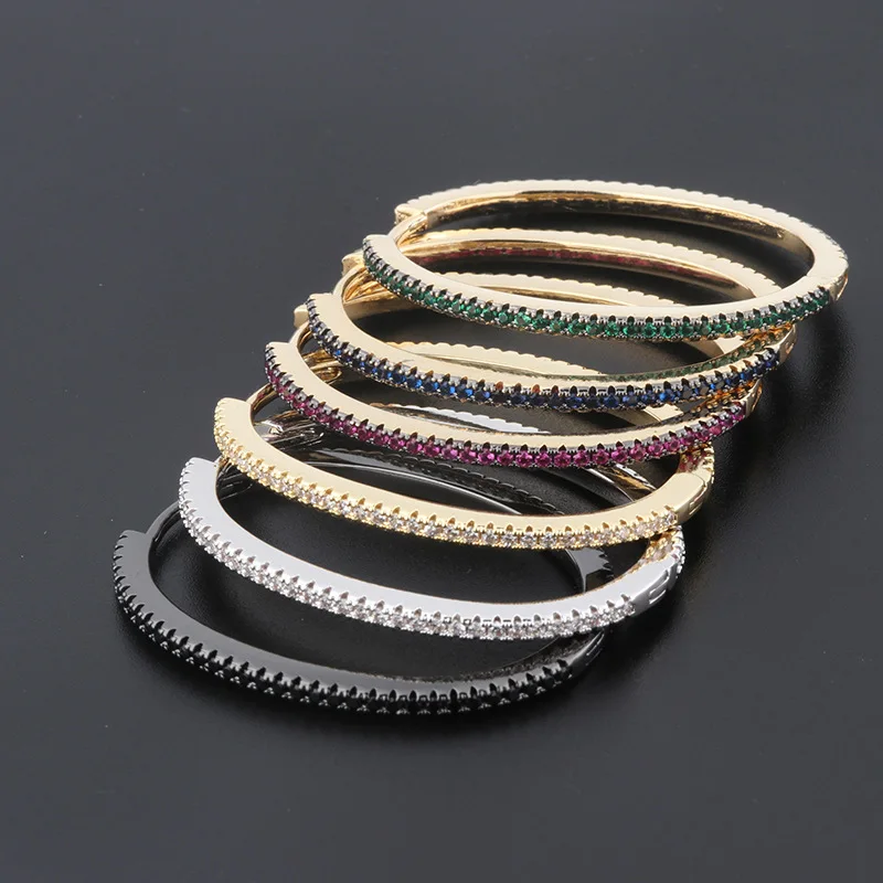Hot-selling women's earrings, European and American style, micro-inlaid with colorful zirconium, oval-shaped large earrings, sty