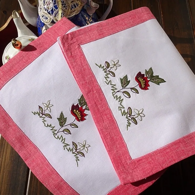 2 pezzi tovaglietta ricamata in puro cotone stile country americano fodera decorativa 27X40CM 32X45CM fazzoletto in puro cotone