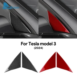 Real Soft Carbon Fiber For Tesla Model 3 Highland 2024 Exterior Door A-pillar Trim Cover Sticker Decoration Car Accessories