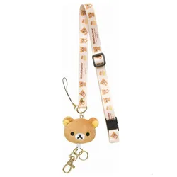 Cute Rilakkuma Korilakkuma Bear Kiiroitori Mascot Plush Face Retractable Lanyard Strap Neck Strap Keychain Girls Woman Gifts Toy