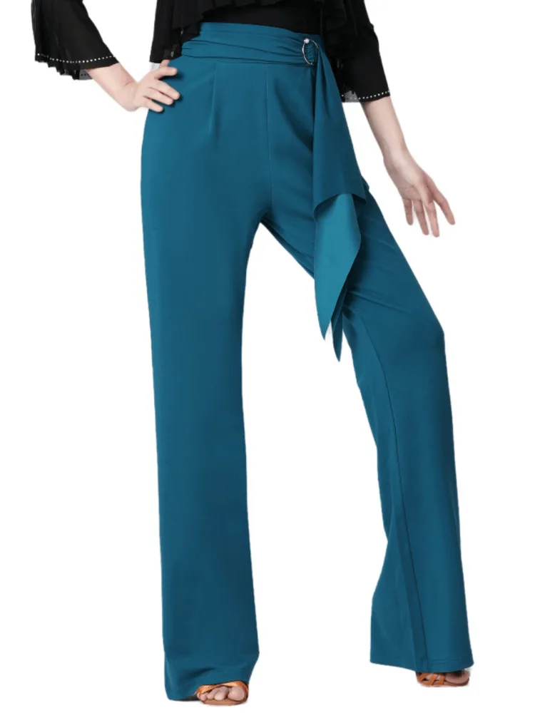 Solid Color Ballroom Dance Competition Pants Line Costume Dancewear Classical High Waist Standard International Luxury Trousers