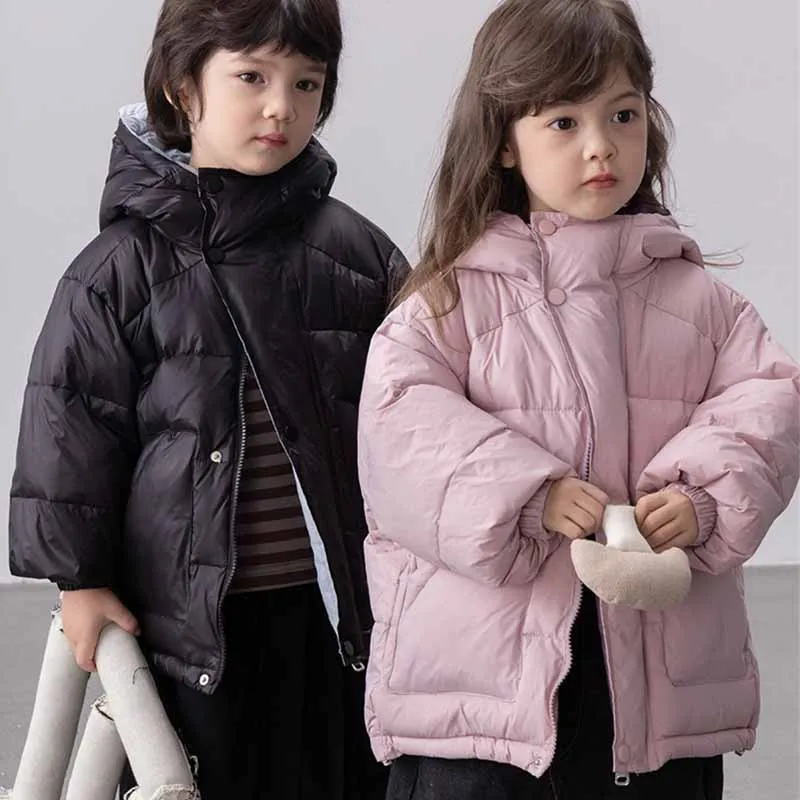 

Winter Thickened Coat Children's Warm Down Jacket Boys Hooded Fashion Outerwear Girls Autumn Casual Loose Parkas Kids Clothing