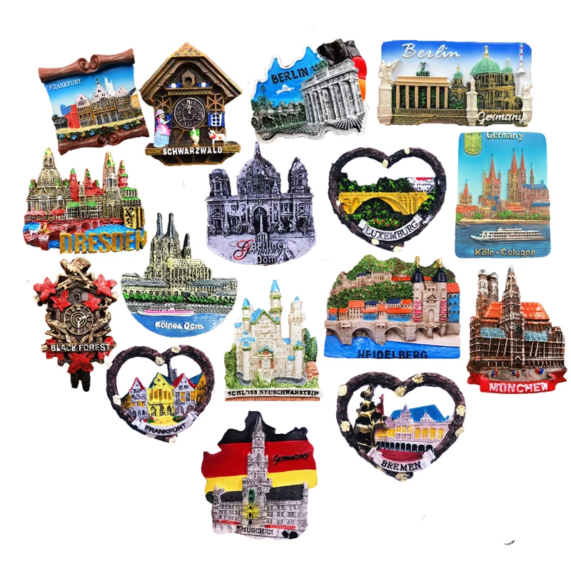 Germany Frankfurt Bremen Magnetic Refrigerator Magnets Tourism Souvenir Berlin Dresden Resin Fridge Magents Decorative Gifts