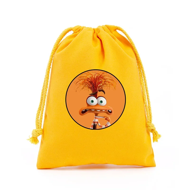 Disney Inside Out Girls Boys Canvas Drawstring Bags Animation Figures Graphic Child Handbags Storage Pouches Kids Birthday Gift