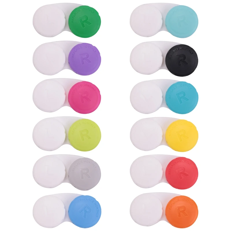 12PCS Colorful Contact Lens Case, Contact Lens Immersion Kit, Suitable For Outdoor Mini Contact Lens Case Screw Top