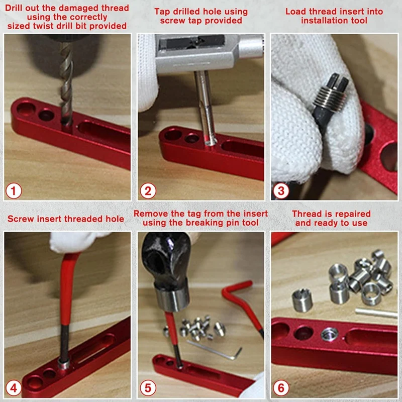 Kit di riparazione filettatura AAAN-30 pezzi M8x1.25, kit di riparazione metrica con filettatura per punte da trapano HSS, per riparazioni auto