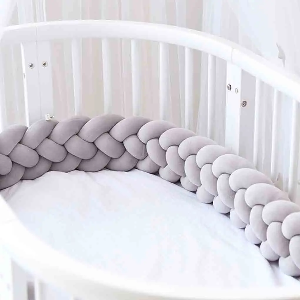 2.2meters Baby Bumper Bed Braid Knot Pillow Cushion Bumper for Infant Crib Protector Cot Bumper Baby Bed Bumper Infant Cradle Pi