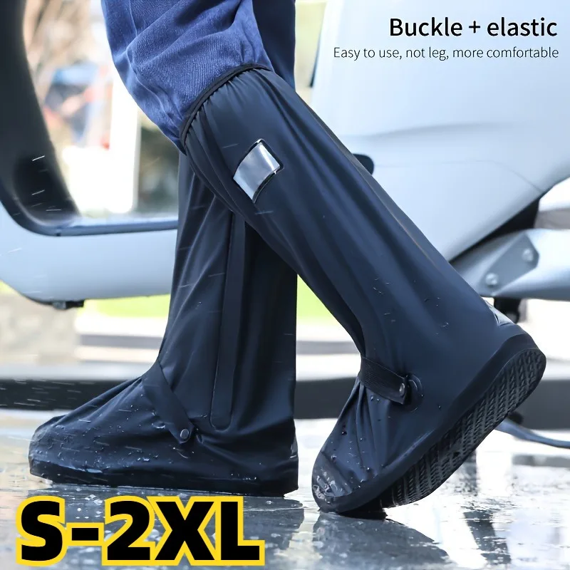 1pair Rain Boot Shoe Cover High-tube Outdoor Camping Waterproof Rainproof Shoe Covers for Motorcycle Bike Cycling Equipment