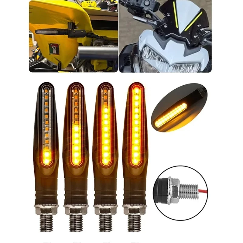 Motorcycle Led Flowing Water Blinker Bendable Flashing Signals Lamp Universal Motorcycle Turn Signal Light Built Relay Flasher