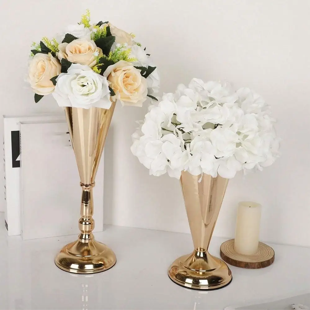 Elegant Golden Silver Wedding Flower Vases European Style Romantic Centerpiece Vases Iron Metal Vases