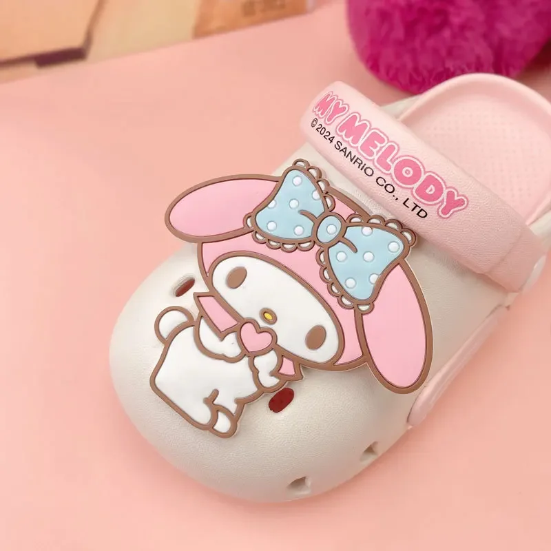 

2024 Hello Kitty Y2K Babys Slippers Kawaii Sanrioed Anime Kuromi My Melody Summer Sweet Cute Cartoon Beach Shoes Non Slip Gifts