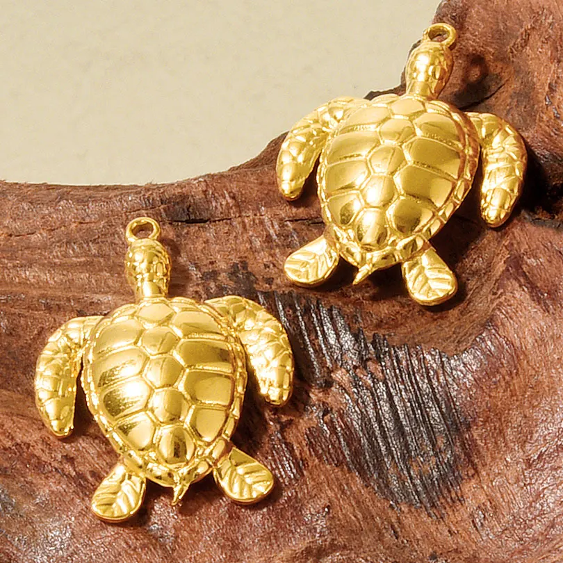5pcs/Lot 3D Stainless Steel Turtle/Rose/Starfish/Bow/Sun Pendant Jewelry Making Supplies Diy Earrings Necklace Charm Accessories