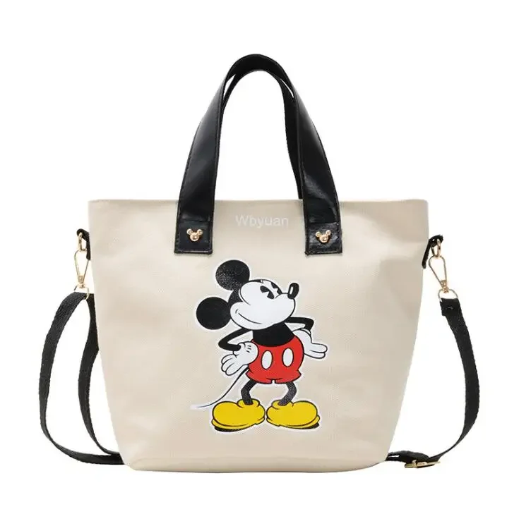 Hot Disney Mickey Mouse Women Bags Fashion Minnie Girl Shopping Bags Large Capacity Personality PU Canvas Bag Best Gifts