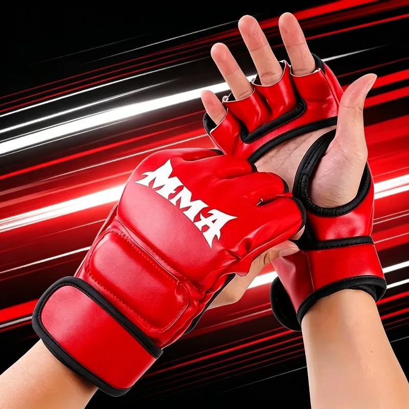 

Half Finger Professional Boxing Training Gloves Leather Cushion Adult Sanda Ufc Sparring Knuckl