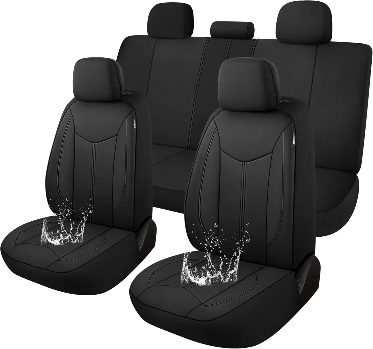 

Waterproof Neoprene Car Seat Covers Full Set, Universal Fit for Most Vehicles in Black