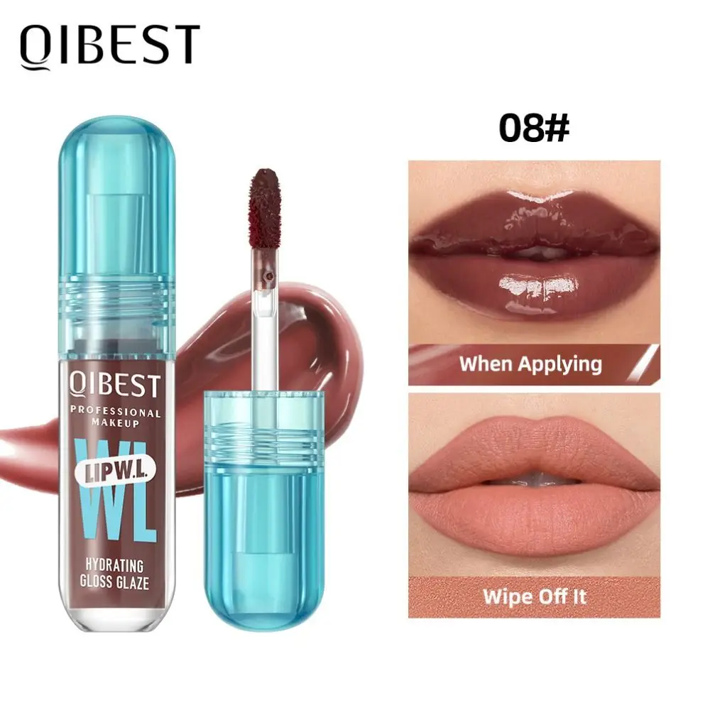 New QIBEST Crystal Lip Gloss Long Lasting Mirror Watery Lip Glaze Oil Hydrating Plumping Gloss Lip Balm Makeup Lip Tint