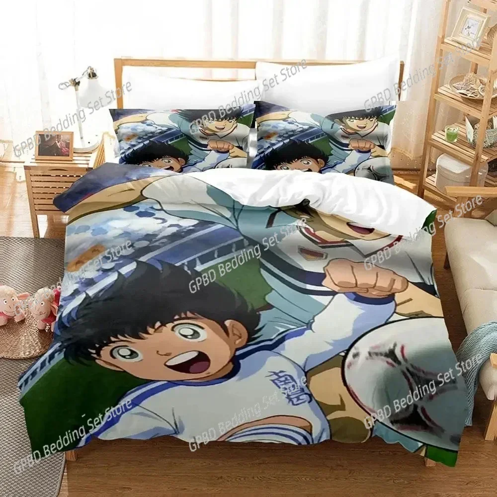 Anime Football Boy Captain Tsubasa 3D Bedding Set Duvet Cover Pillowcases Single Twin Full Queen King Size Home Decor Quilt Boys