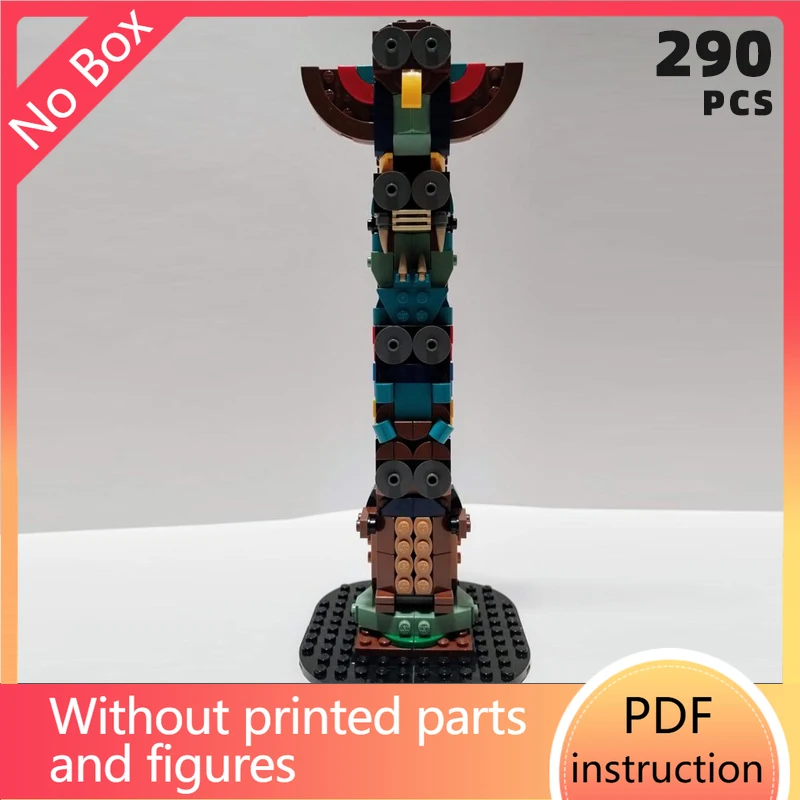 Creative Unique Totem Pole Animals Jewelry Storage First Nations Medieval Architecture MOC Building Display Blocks Klocki