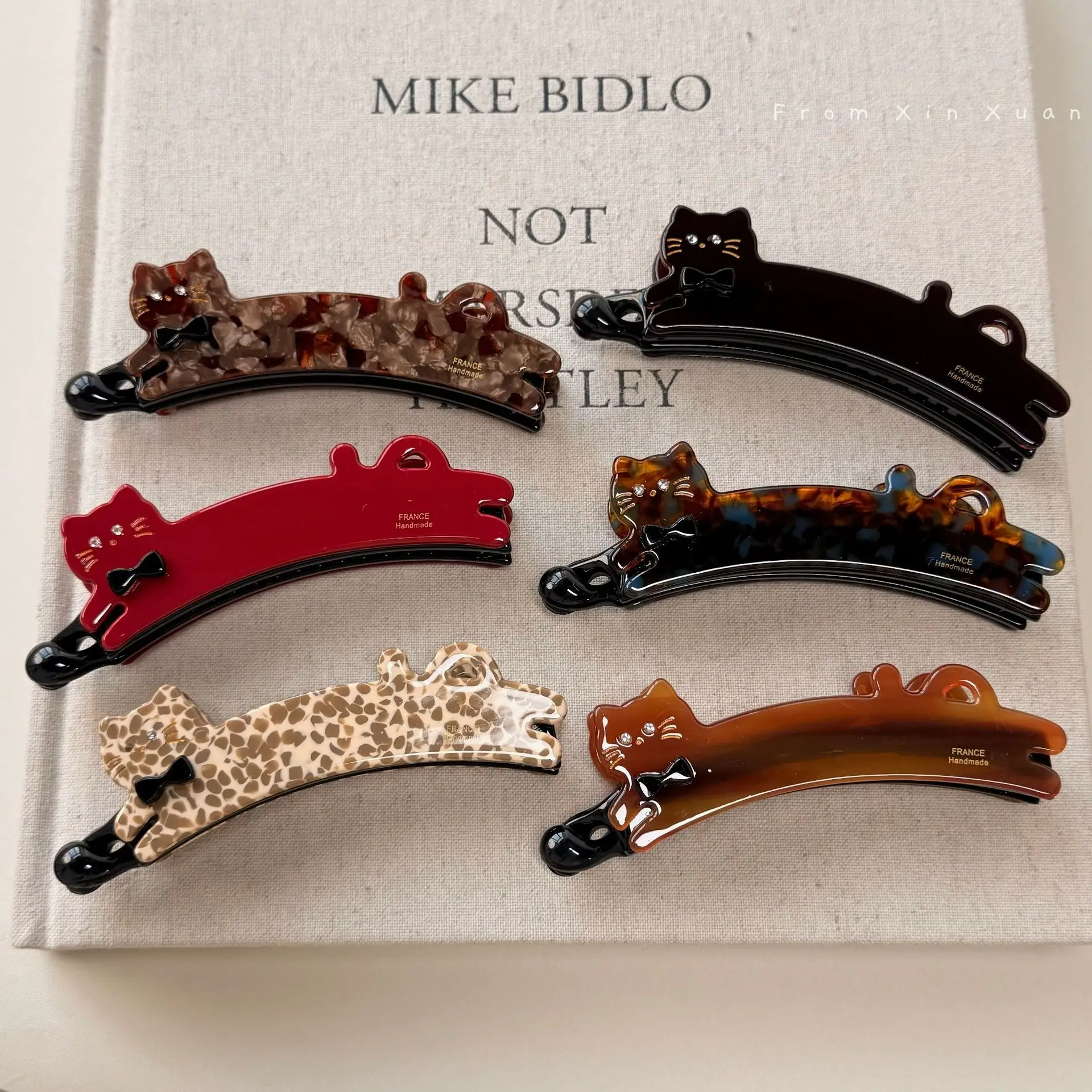 Pinzas para el Cabello Coreanas, Pinza de Gato Linda, Estilo Francés, Pinza Vertical para Cola de Caballo Alta, Pinza de Acetato Tipo Cangrejo, Accesorios para el Cabello para Mujer