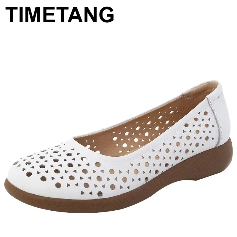 

Женские летние дышащие туфли-лоферы из натуральной кожи 2025 года, белые, без застежек, с круглым носком, мягкие, повседневные