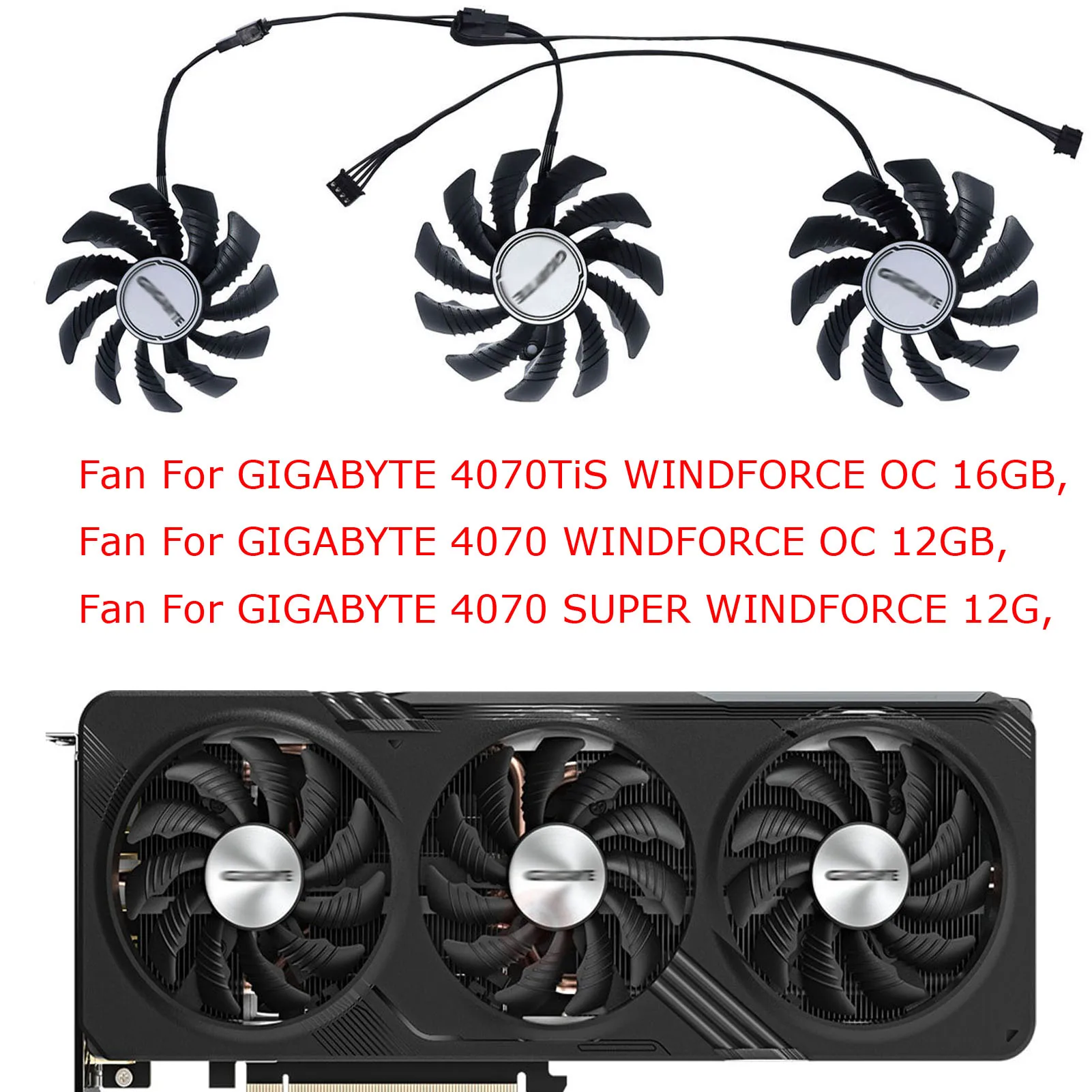 GPU 비디오 카드 팬, GIGABYTE RTX 4060 4060Ti GAMING용, GIGABYTE 4070S 4070Ti 4070 SUPER EAGLE용, 3개/세트, PLD08010S12HH 썸네일 5