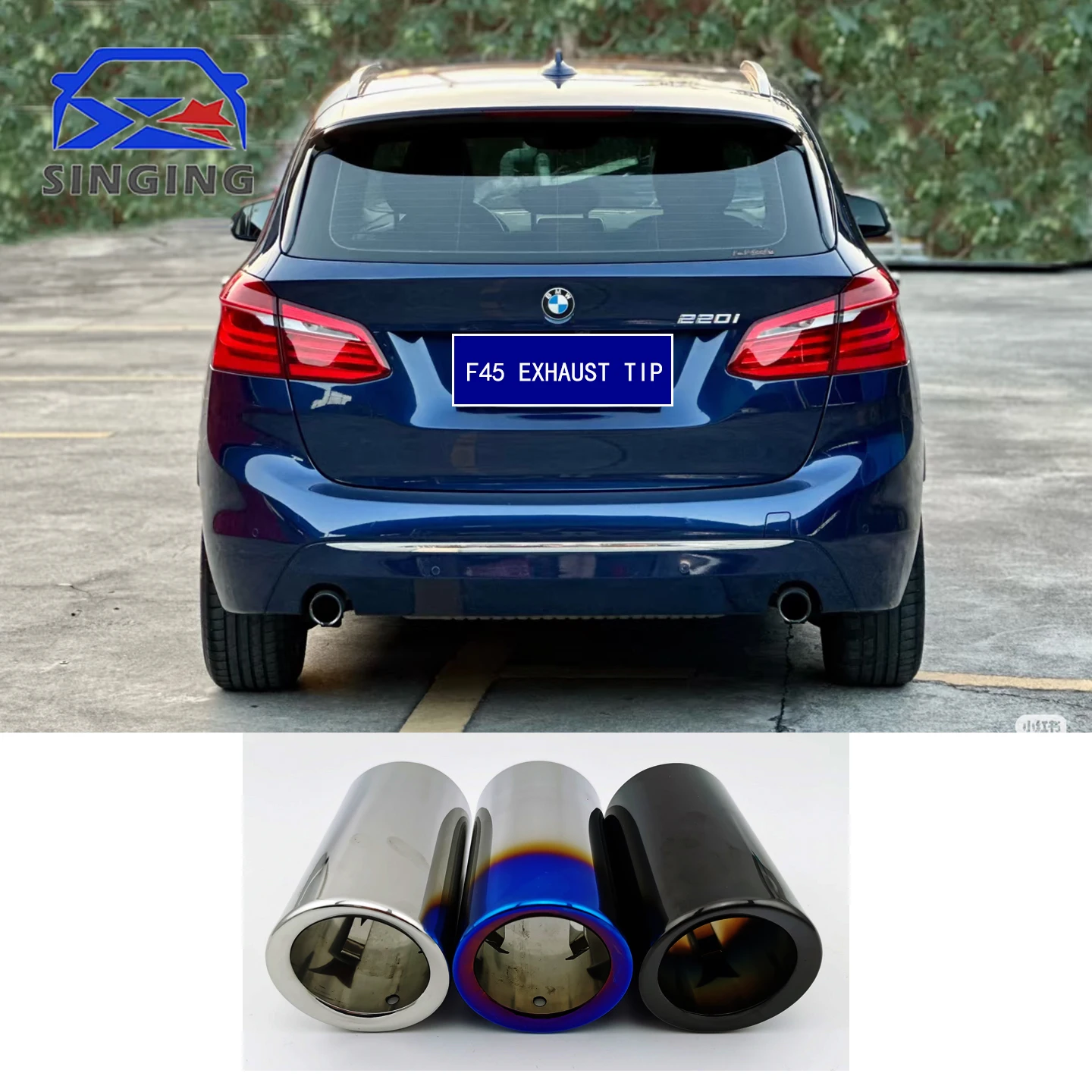 

2 шт. декоративных насадок на выхлопную трубу для BMW F45 220i 218i SERIES, нержавеющая сталь 304, аксессуар для глушителя, накладки на выхлопные патрубки автомобиля
