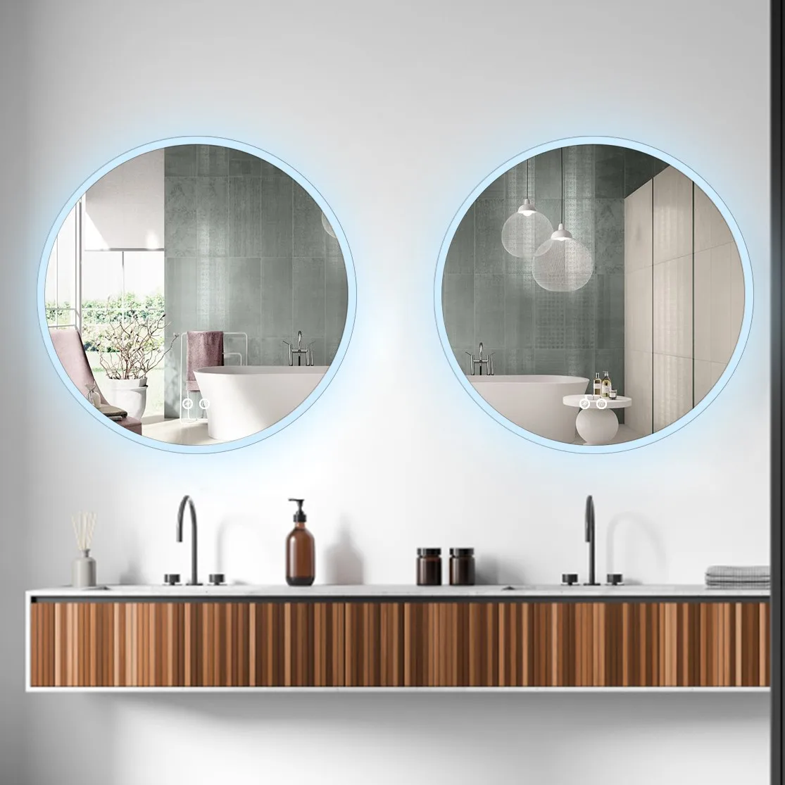 Hot sale Bathroom Mirror With Led Light Hang backlit Smart Round Bathroom LED Smart Mirrors