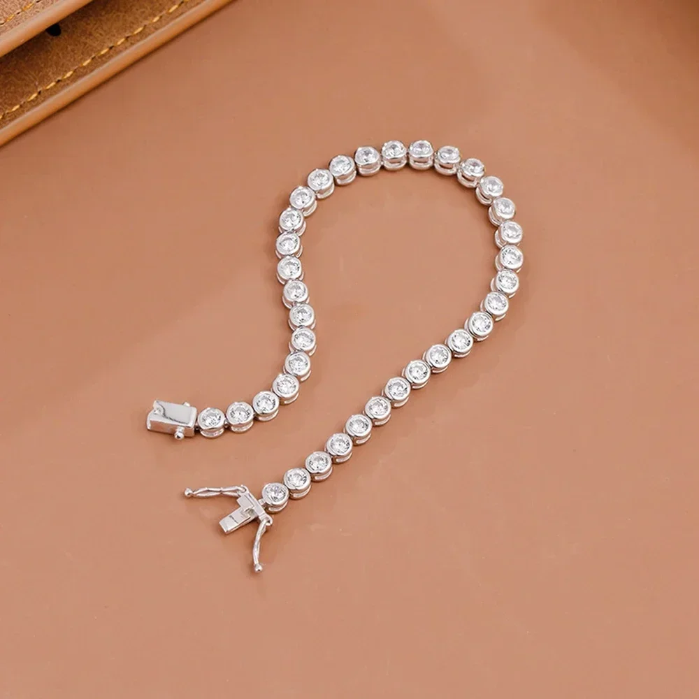 925 Sterling Silver Fashionable Trend Full Diamond Bracelet for Women's Boutique Christmas Gift Engagement Jewelry for Women