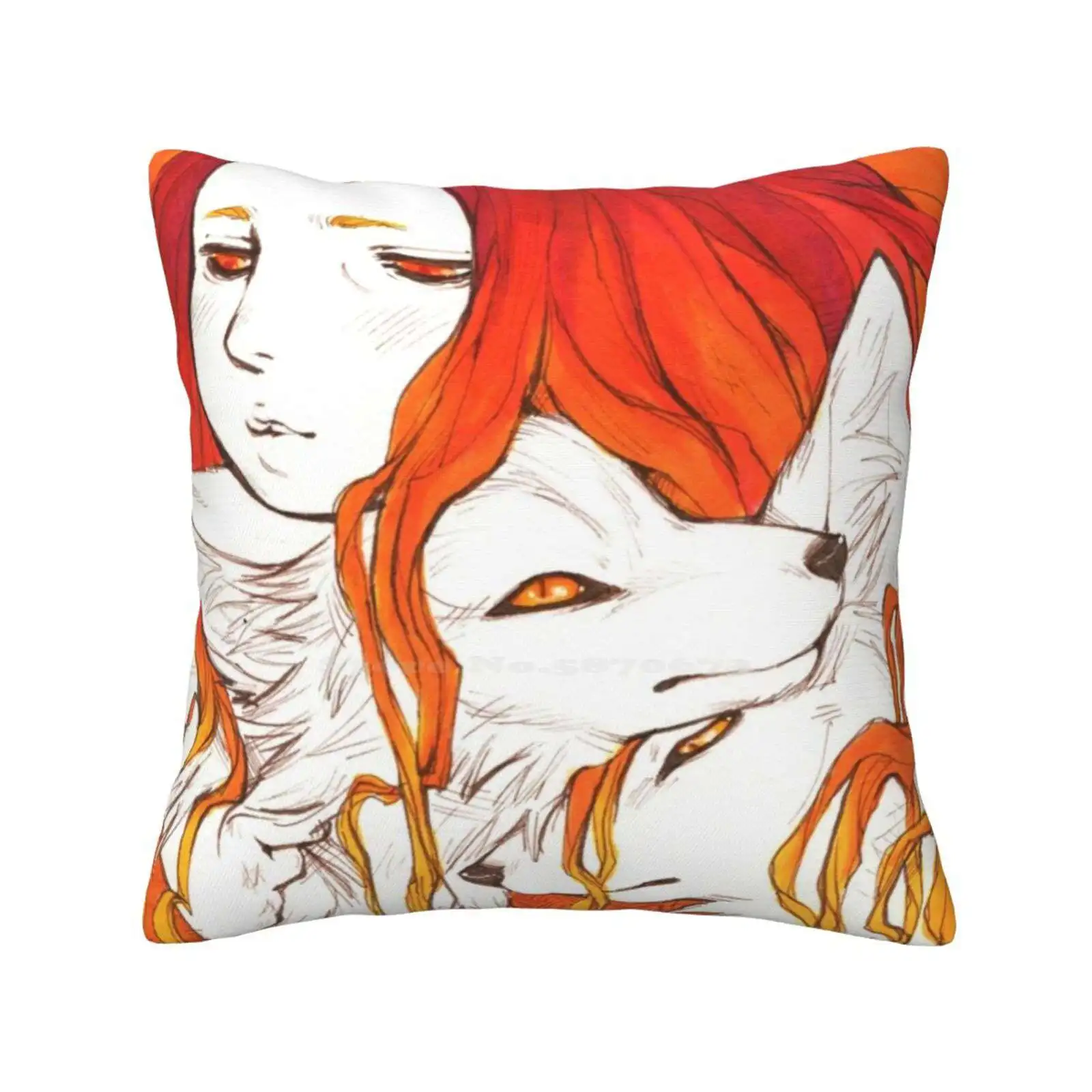 Fox Kin Fashion Sofa Throw Pillow Cover Pillowcase Ink Marker Foxes Redhead Girl