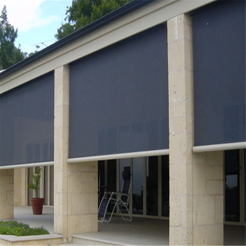 Outdoor Automation Motorized Curtains Patio Screens Pvc Waterproof Roller Blinds, Electric Outdoor Sun Shade Customizable