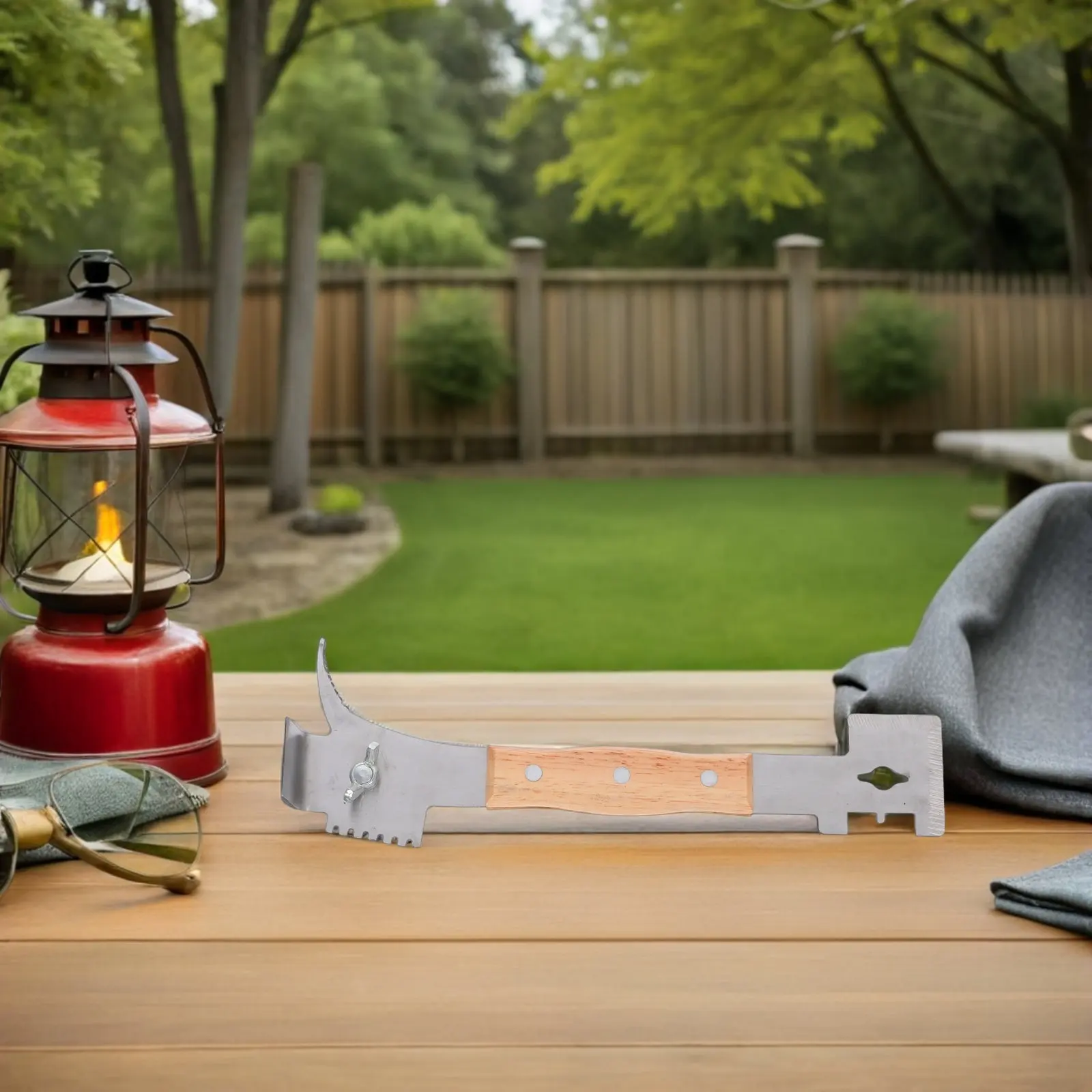 

Galvanized Steel Beehive Tool with Wooden Handle Multi Function Hive Scraper Pry Bar Frame Cleaner Uncapping Scraper Tool