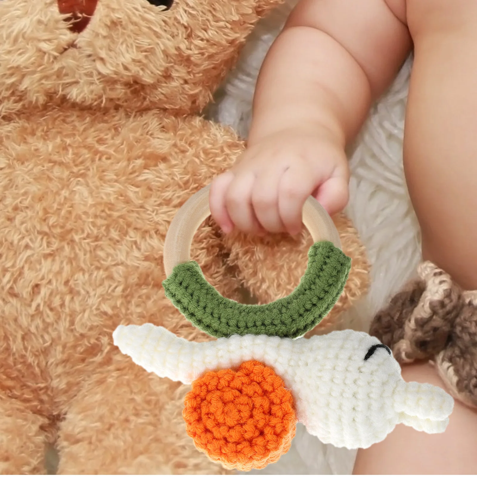 Bracciale in legno che suona il giocattolo del bambino Sonagli per bambini Tessuto per maglieria che scuote il neonato