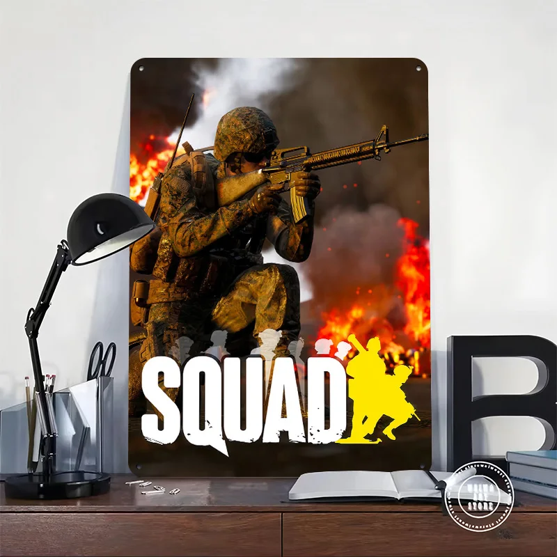 Squad Video Game Cover Art Poster Retro 3D Printed Metal Signs Customized Wall Hanging Gift for Modern Home Decoration Ornaments