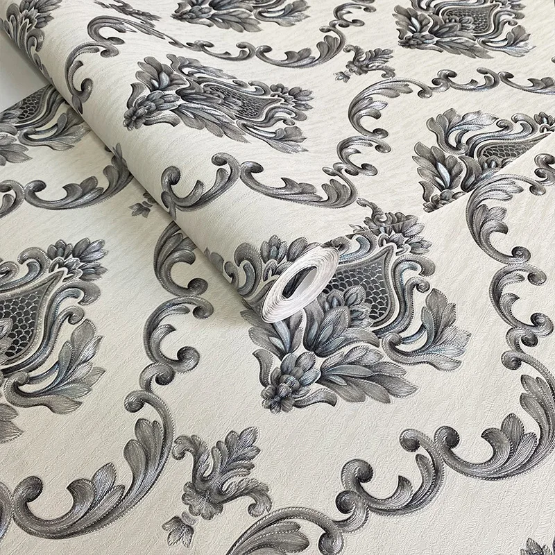

Роскошные обои с тиснением и цветочной текстурой в рулоне для спальни, гостиной, домашнего декора, виниловые ПВХ 3D дамасские обои