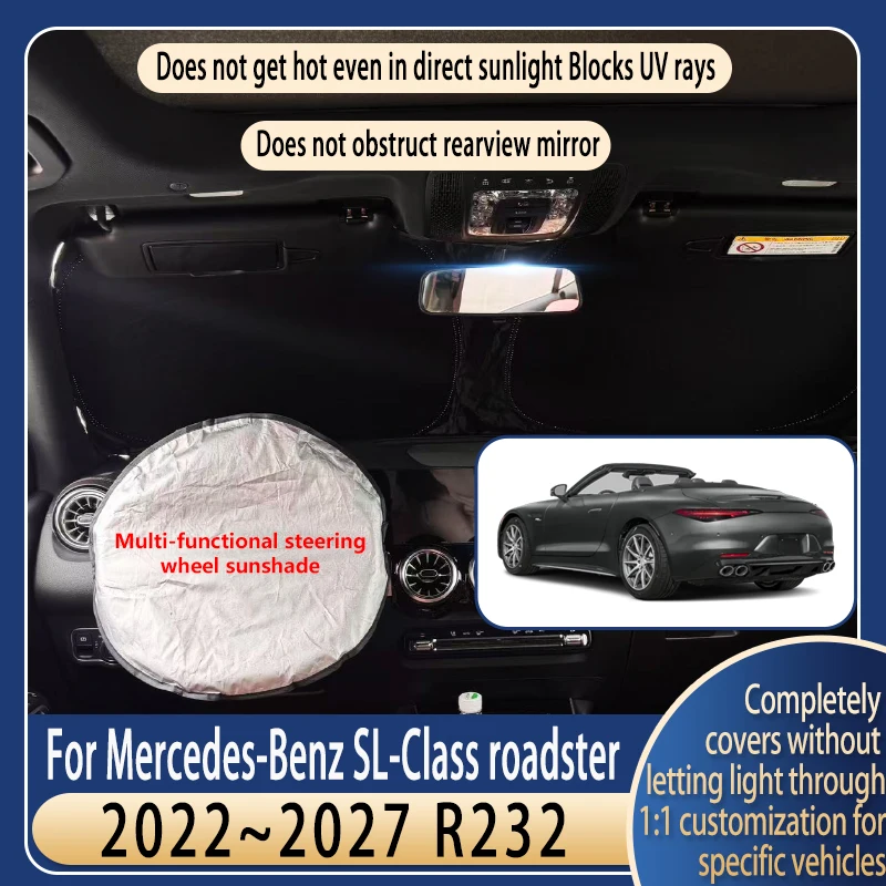 

Солнцезащитный козырек на руль для Mercedes-Benz SL Roadster 2022~2027 R232, летние охлаждающие аксессуары, солнцезащитный экран на лобовое стекло