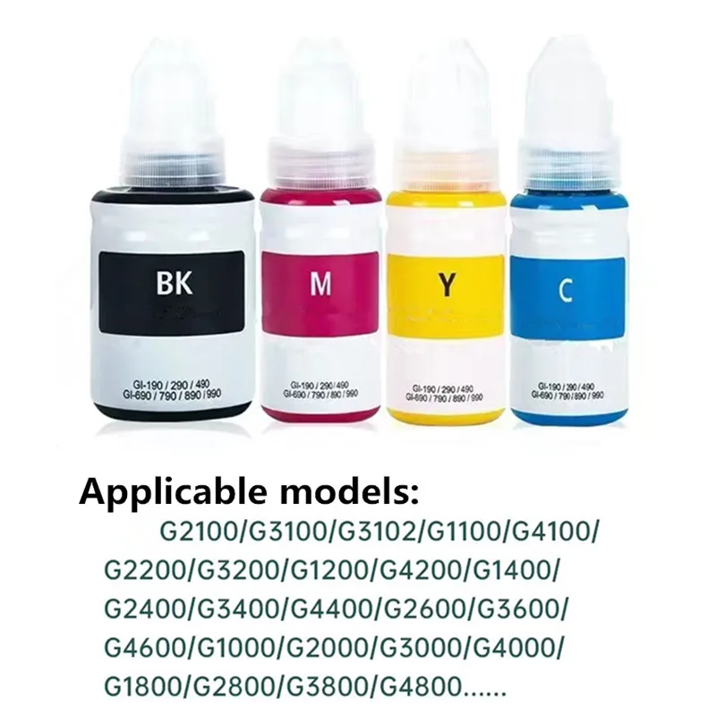 GI490 GI790 GI890 Refill Dye Ink For Canon GI-490 GI-790 GI-890 For Pixma G1000 G1100 G1400 G2000 G2100 G2400 G3000 G3400 G4000