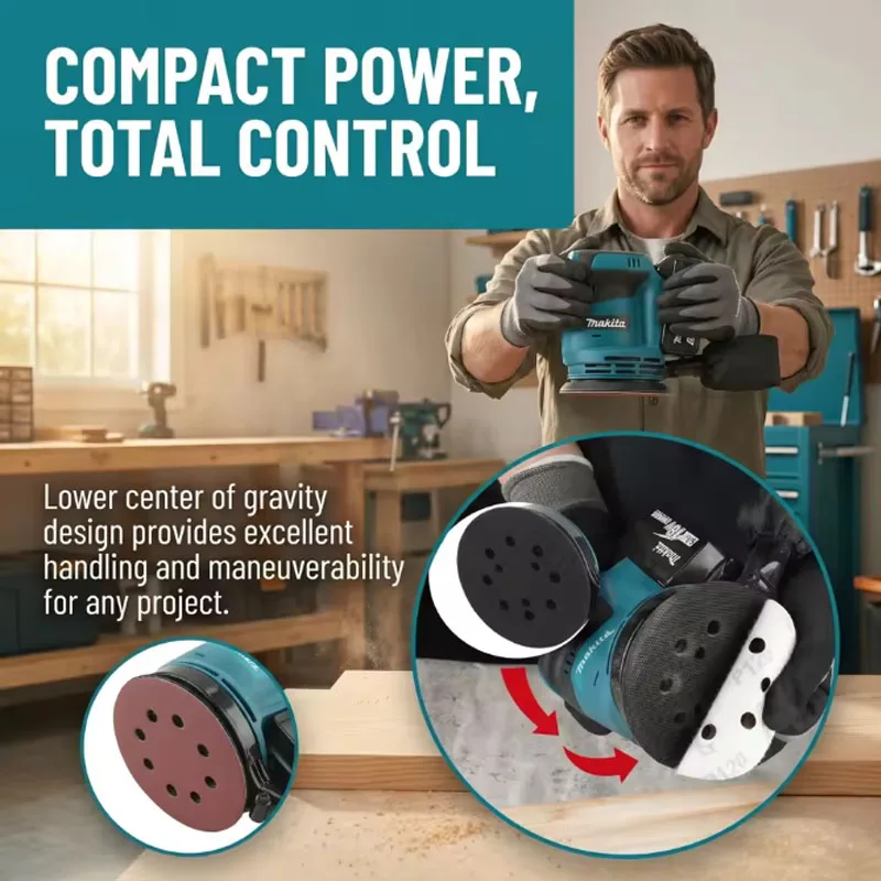 Makita DBO180Z 18V Cordless Random Orbital Sander for Woodworking And Putty Polishing Bare Tool for DIY And Professional Use