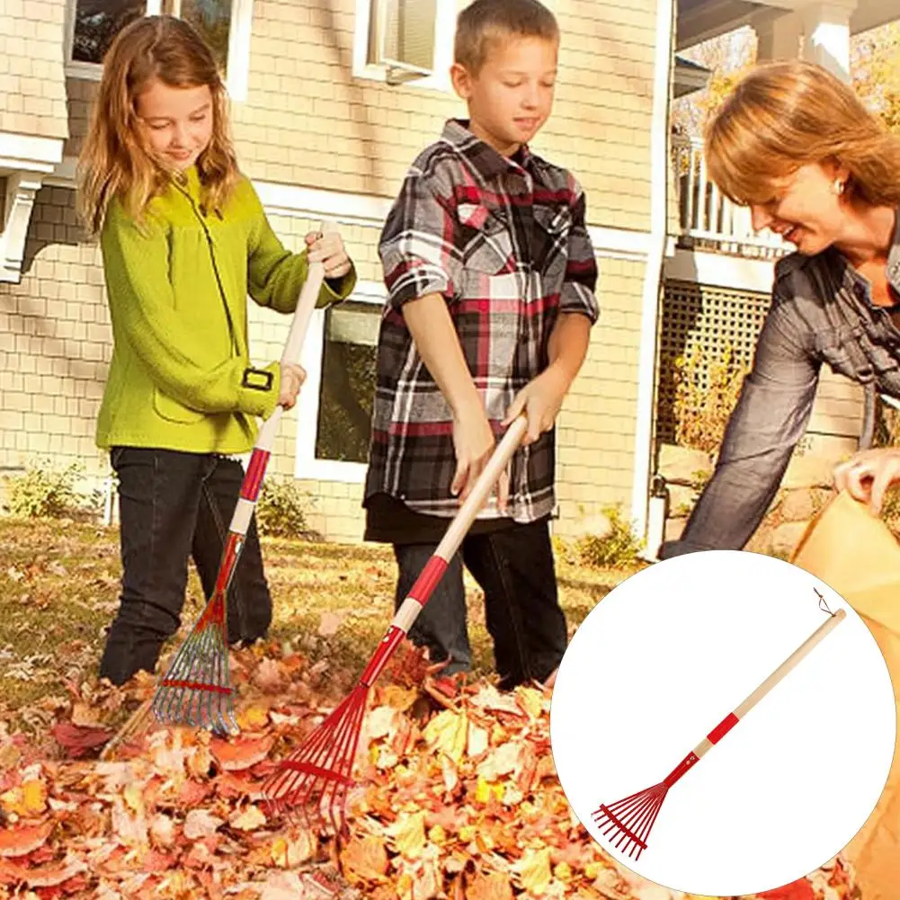 Lightweight Kids Rake Colorful Kids Garden Rake with Lightweight Hardwood Handle Child Size Lawn Tool for Leaves for Gardening