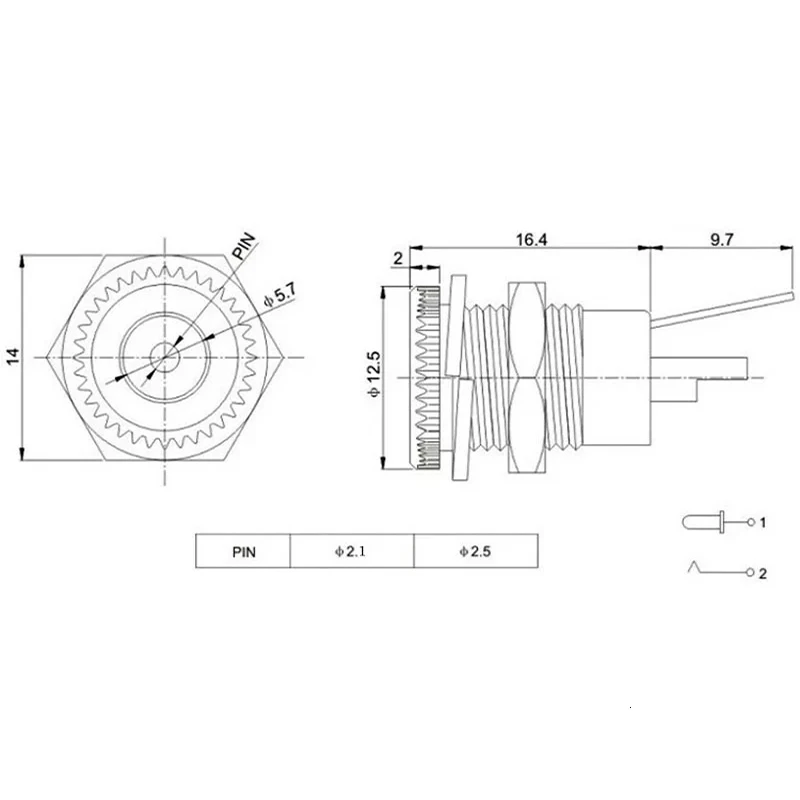 10PCS DC-099 DC Power Jack Socket 5.5x2.1mm 5.5x2.5mm Threaded Female Panel Mount Connector Adapter with Waterproof Cap