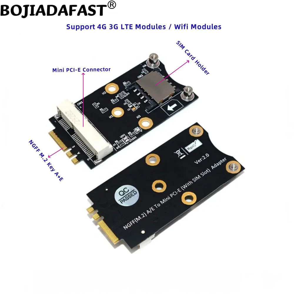 Adattatore NGFF M.2 Key A+E a Mini PCI-E MPCIe + 1 slot per scheda SIM per moduli 3G 4G LTE o WiFi