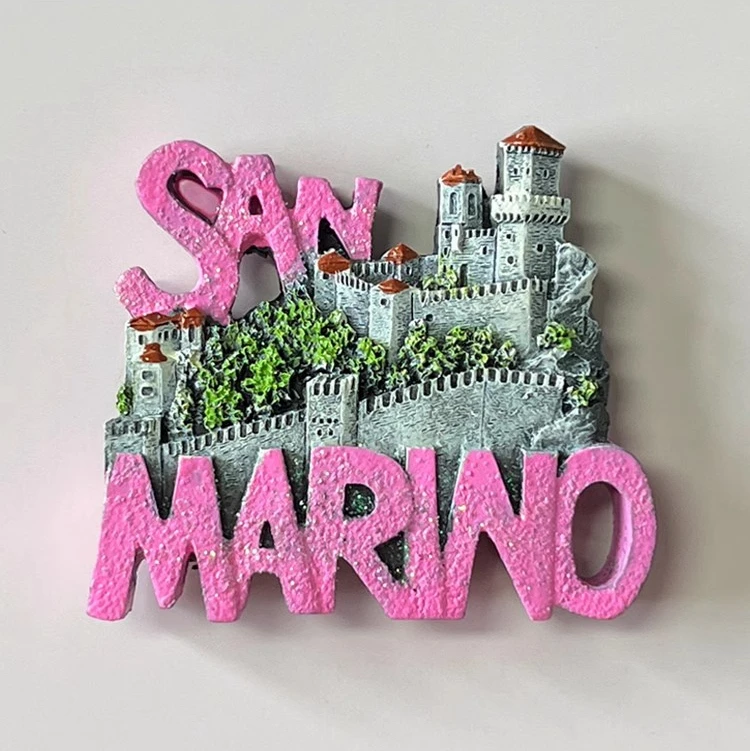 San Marino Three Towers Square Hand-painted 3D Fridge Magnets Tourism Souvenirs Refrigerator Magnetic Stickers