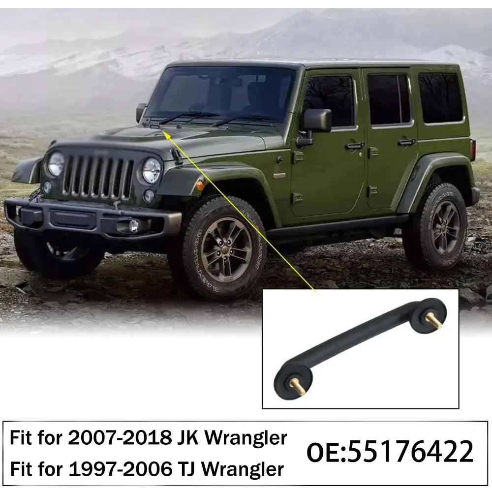 55176422 Black ABS Hood Windshield Hold Down Bracket Footman Loop for Jeep Wrangler 2007-2018 JK 1997-2006 TJ