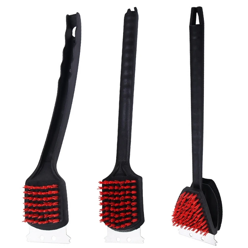 2024 New Barbecue Grill Brush Nylon Bristles Stainless Steel Scraper Cleaning Brushes Durable Outdoor Home BBQ Cleaning Brush