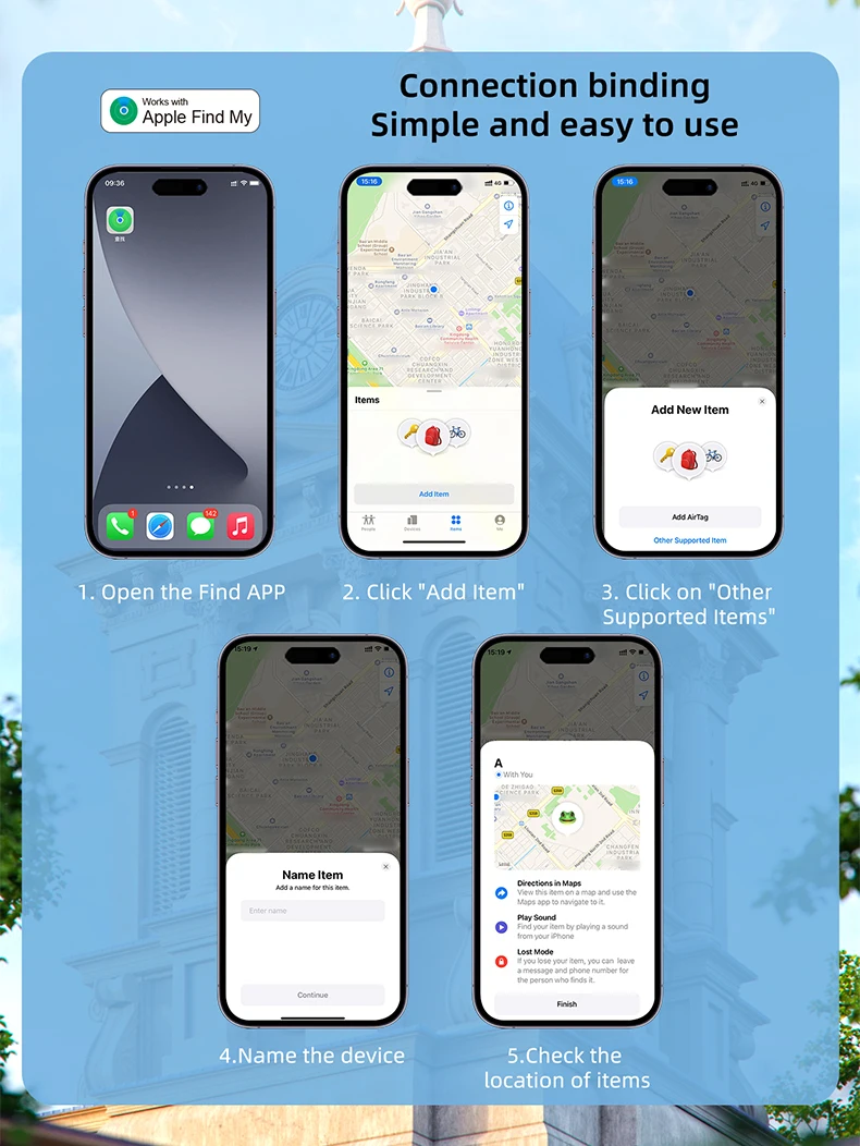 Il localizzatore GPS Bluetooth intelligente funziona con Apple Trova la mia APP ITag Dispositivo di promemoria anti-smarrimento Localizzatore